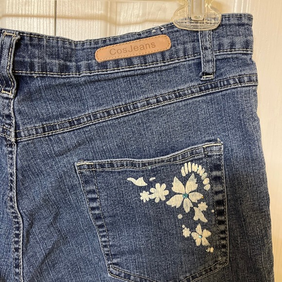 COS Jeans Women's Capri Pants Lightweight Denim Floral Decals Size 12 - Picture 5 of 7